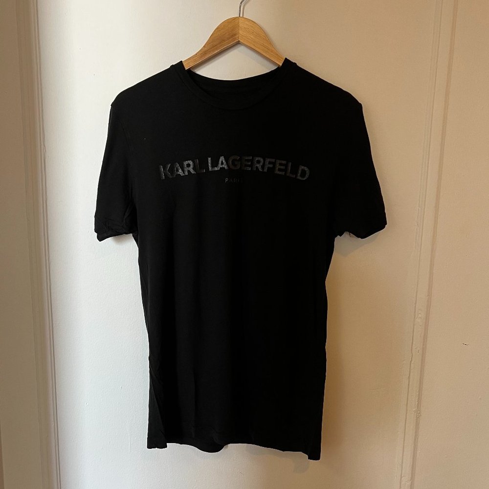Karl Lagerfeld Round-Neck Black Short-Sleeve T-Shirt - Men's Large